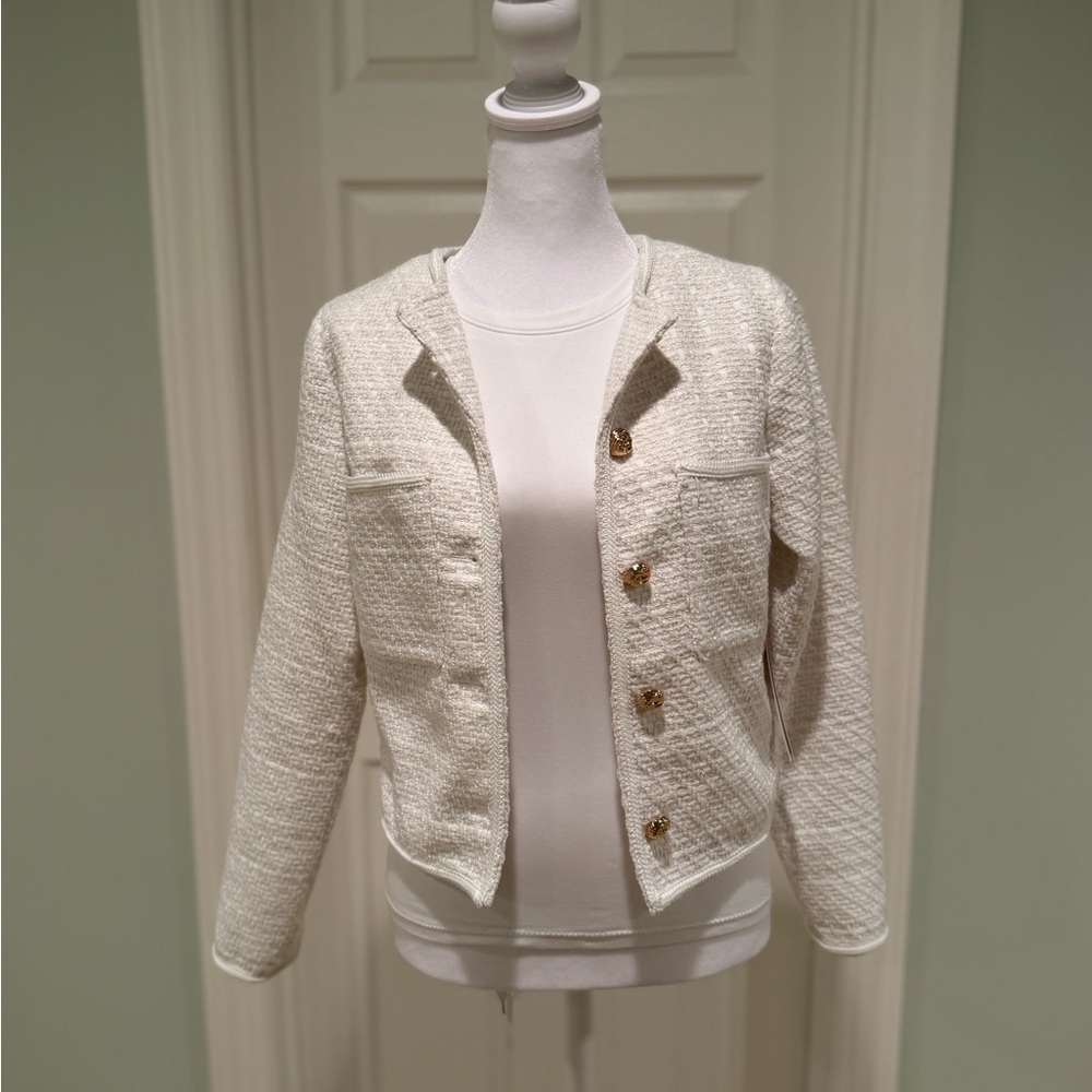 Aqua White Textured Women's Blazer